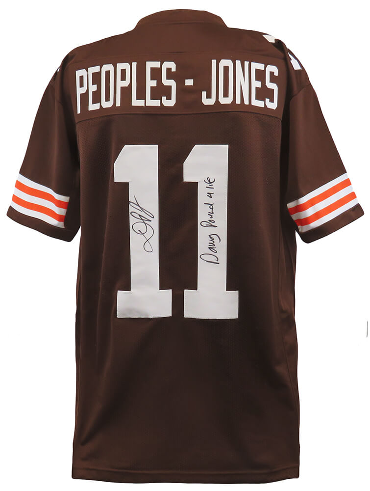 Donovan Peoples-Jones Signed Brown Custom Football Jersey w/Dawg Pound 4 Life! - PEOJRY301 - Donovan Peoples-Jones Signed Brown Custom Football Jersey w/Dawg Pound 4 Life! product image