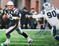 Julius Peppers Signed Carolina Panthers Chasing Tom Brady 16x20 Photo - PEP16P300 - Julius Peppers Signed Carolina Panthers Chasing Tom Brady 16x20 Photo product image