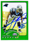 Julius Peppers Signed Carolina Panthers 2002 Topps Chrome Green Refractor Football Rookie Card #214 - PEPCAR306 - Julius Peppers Signed Carolina Panthers 2002 Topps Chrome Green Refractor Football Rookie Card #214 product image