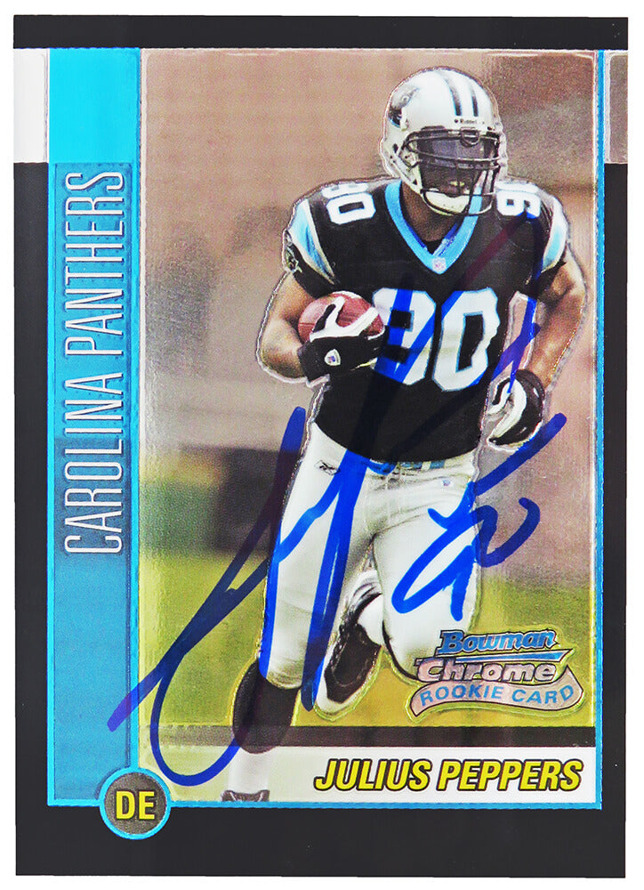 Julius Peppers Signed Carolina Panthers 2002 Bowman Chrome Football Rookie Card #135 - PEPCAR307 - Julius Peppers Signed Carolina Panthers 2002 Bowman Chrome Football Rookie Card #135 product image