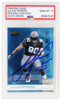 Julius Peppers Signed Carolina Panthers 2002 Topps Finest Football Rookie Card #77 (PSA Encapsulated - Auto Grade 10) - PEPCAR311 - Julius Peppers Signed Carolina Panthers 2002 Topps Finest Football Rookie Card #77 (PSA Encapsulated - Auto Grade 10) product image
