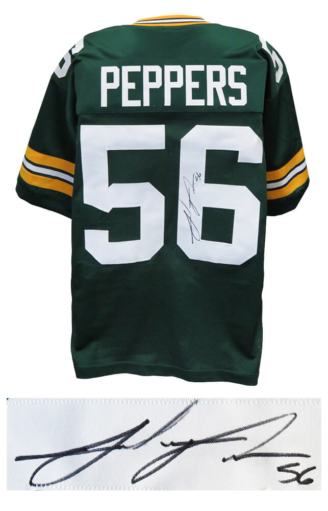 Julius Peppers Signed Green Custom Football Jersey - PEPJRY302 - Julius Peppers Signed Green Custom Football Jersey product image
