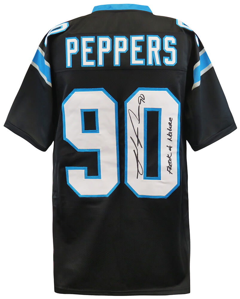 Julius Peppers Signed Black Custom Football Jersey w/Freak of Nature - PEPJRY303 - Julius Peppers Signed Black Custom Football Jersey w/Freak of Nature product image