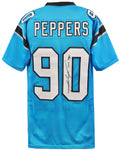 Julius Peppers Signed Teal Custom Football Jersey - PEPJRY304 - Julius Peppers Signed Teal Custom Football Jersey product image