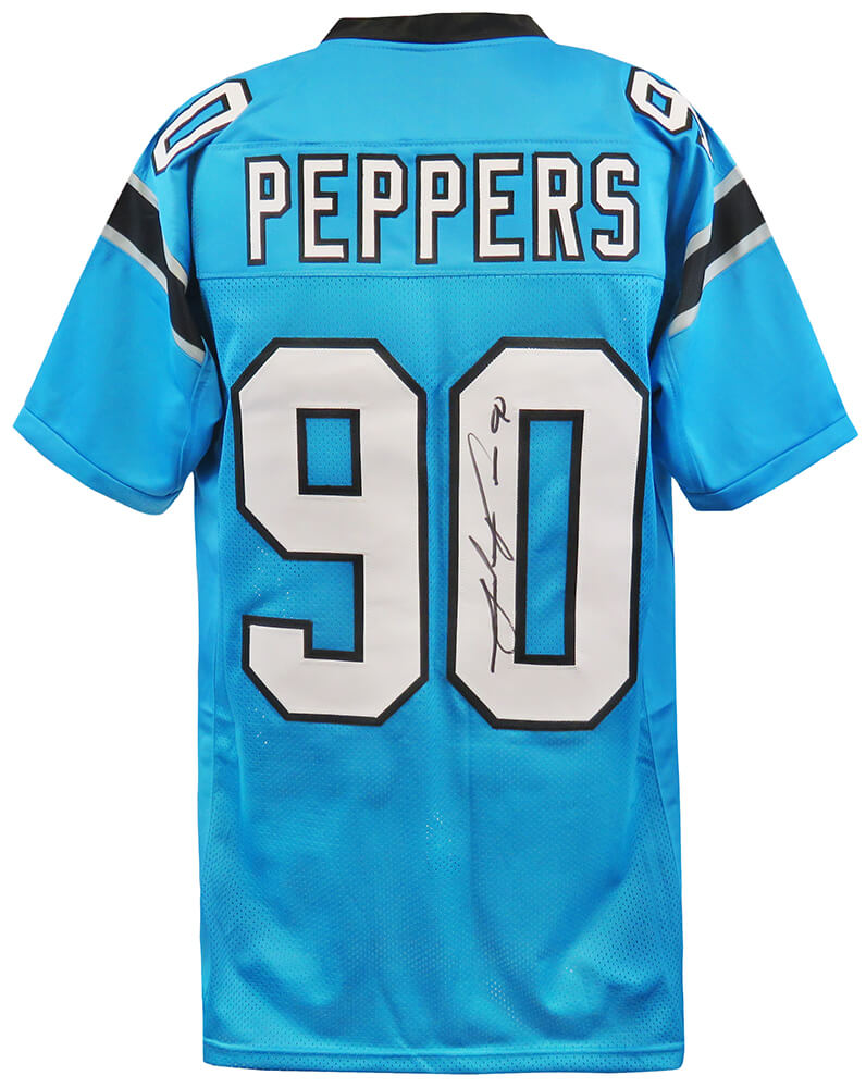 Julius Peppers Signed Teal Custom Football Jersey - PEPJRY304 - Julius Peppers Signed Teal Custom Football Jersey product image