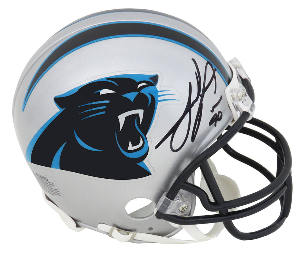 Julius Peppers Signed Carolina Panthers Riddell Mini Helmet - PEPMIN304 - Julius Peppers Signed Carolina Panthers Riddell Mini Helmet product image