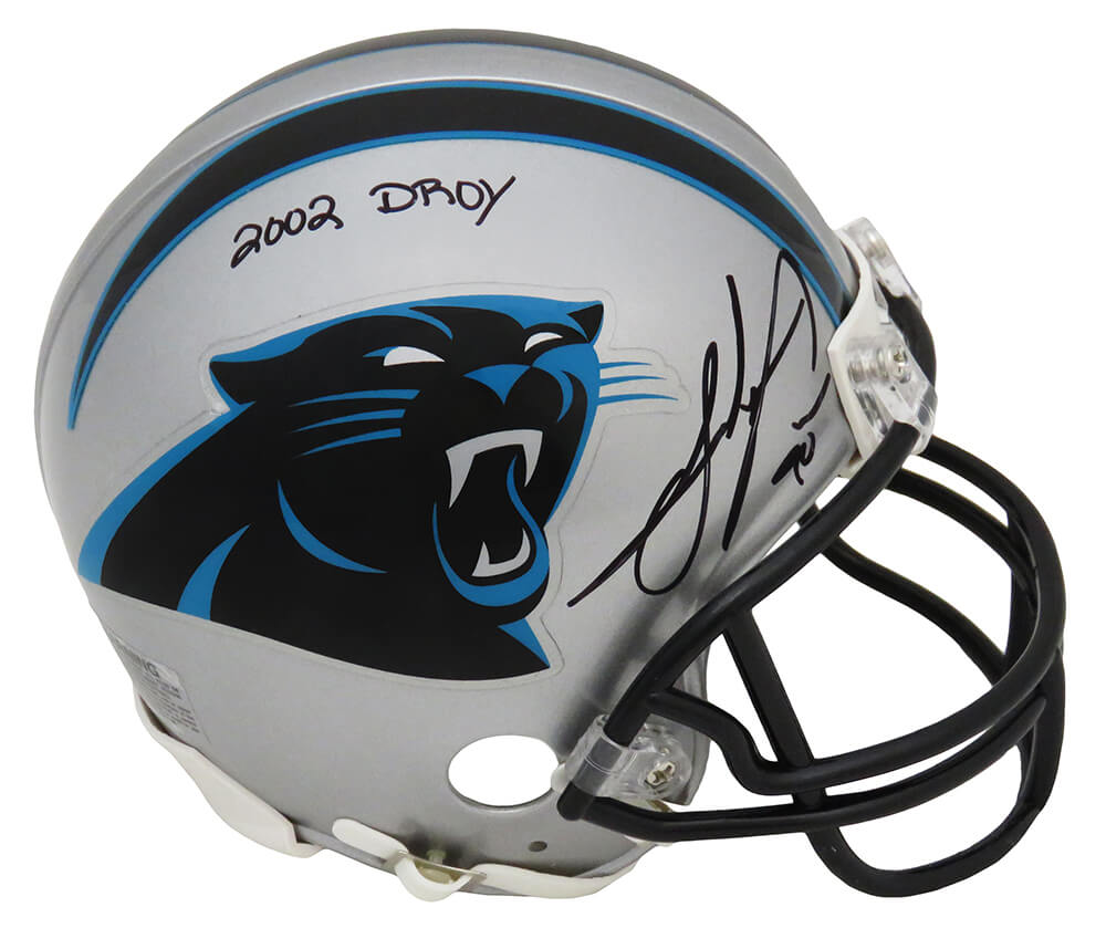 Julius Peppers Signed Carolina Panthers Riddell Mini Helmet w/2002 DROY (JSA) - PEPMIN305 - Julius Peppers Signed Carolina Panthers Riddell Mini Helmet w/2002 DROY (JSA) product image