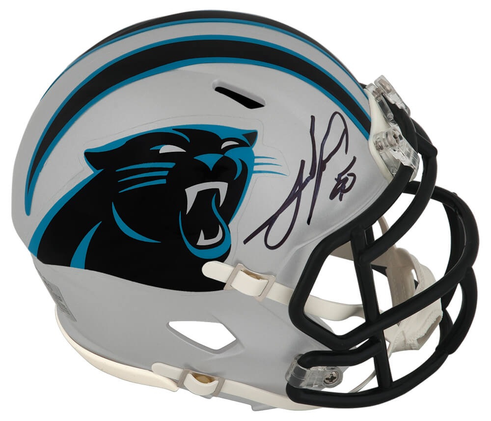 Julius Peppers Signed Carolina Panthers Riddell Speed Mini Helmet - PEPMIN311 - Julius Peppers Signed Carolina Panthers Riddell Speed Mini Helmet product image