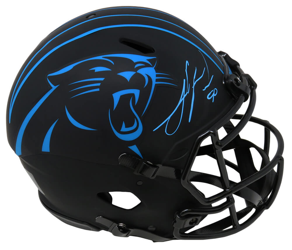 Julius Peppers Signed Carolina Panthers Eclipse Black Matte Riddell Full Size Authentic Speed Helmet - PEPPRO300 - Julius Peppers Signed Carolina Panthers Eclipse Black Matte Riddell Full Size Authentic Speed Helmet product image