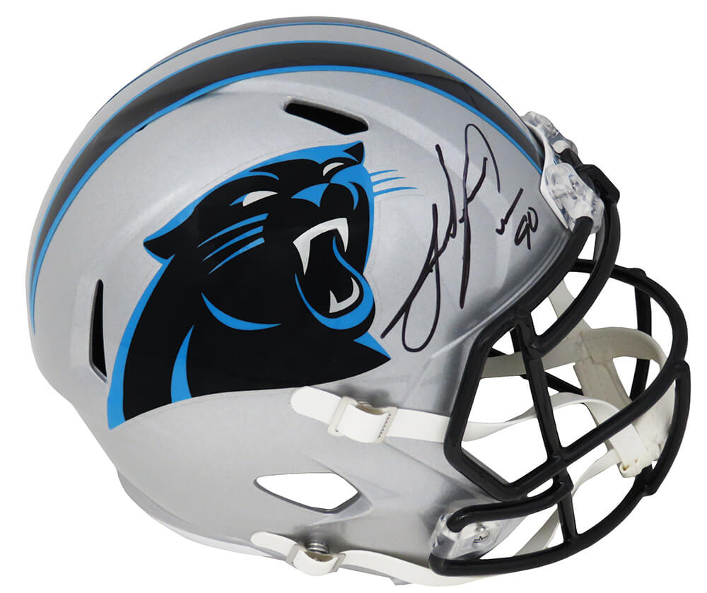 Julius Peppers Signed Carolina Panthers Riddell Full Size Speed Replica Helmet - PEPREP300 - Julius Peppers Signed Carolina Panthers Riddell Full Size Speed Replica Helmet product image
