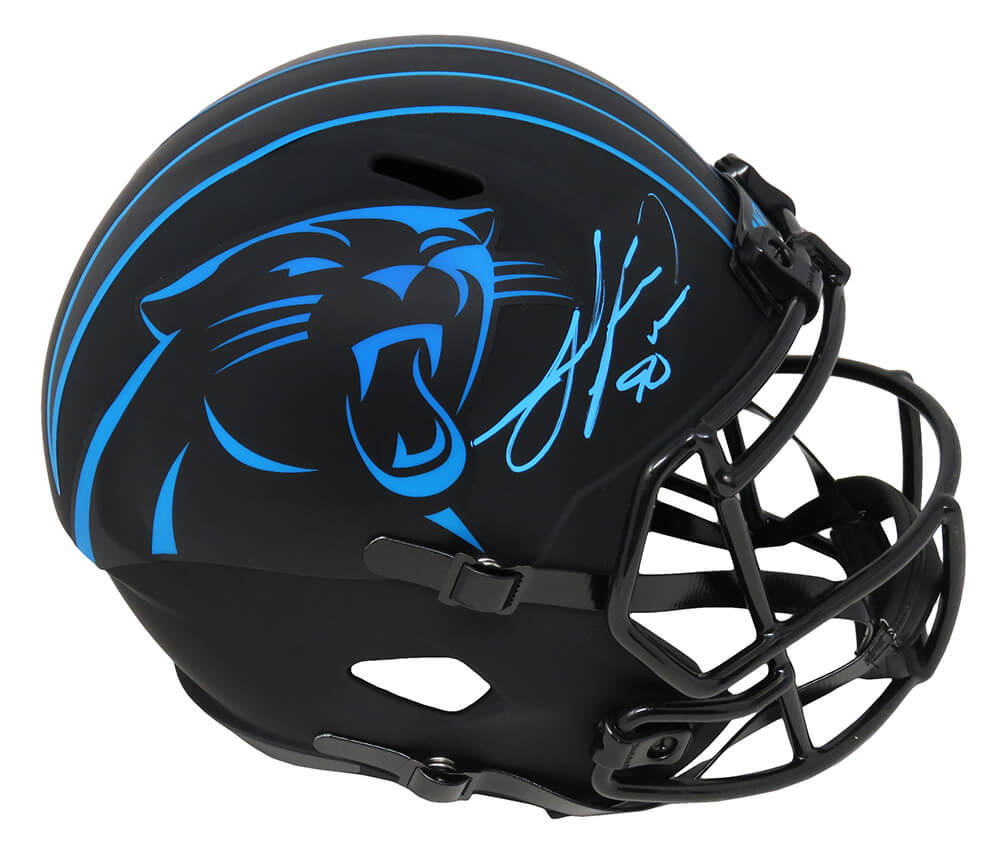 Julius Peppers Signed Carolina Panthers Eclipse Black Matte Riddell Full Size Speed Replica Helmet - PEPREP301 - Julius Peppers Signed Carolina Panthers Eclipse Black Matte Riddell Full Size Speed Replica Helmet product image