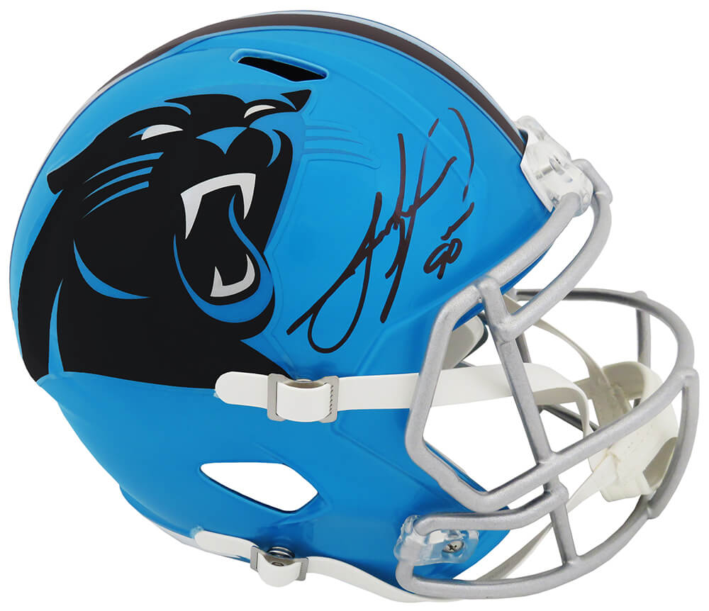 Julius Peppers Signed Carolina Panthers FLASH Riddell Full Size Speed Replica Helmet - PEPREP308 - Julius Peppers Signed Carolina Panthers FLASH Riddell Full Size Speed Replica Helmet product image