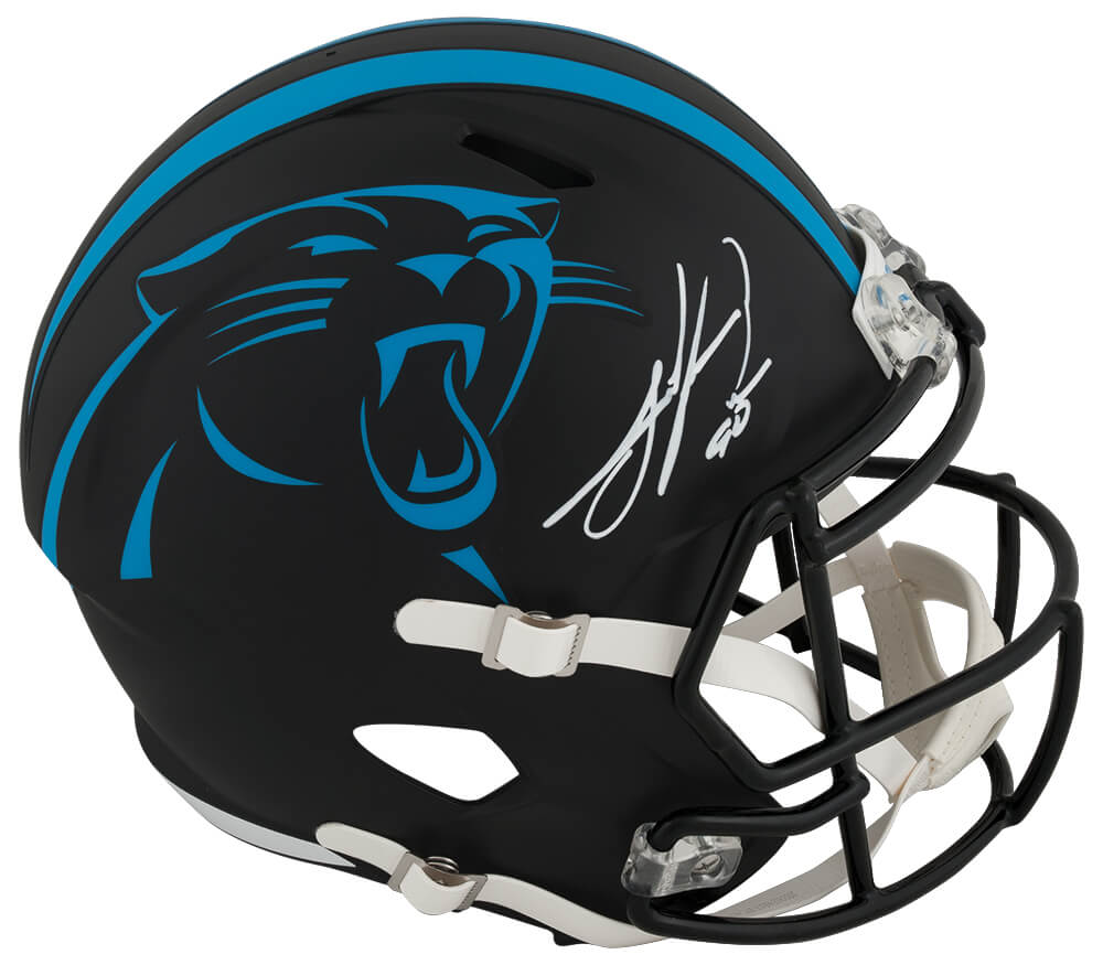 Julius Peppers Signed Carolina Panthers Black 2022 Alternate Riddell Full Size Speed Replica Helmet - PEPREP313 - Julius Peppers Signed Carolina Panthers Black 2022 Alternate Riddell Full Size Speed Replica Helmet product image