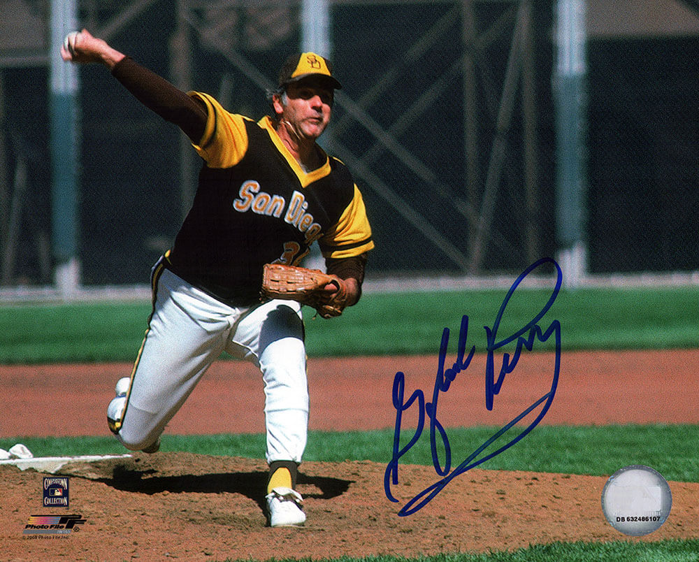 Gaylord Perry Signed San Diego Padres Pitching 8x10 Photo - PER08P109TW - Gaylord Perry Signed San Diego Padres Pitching 8x10 Photo product image