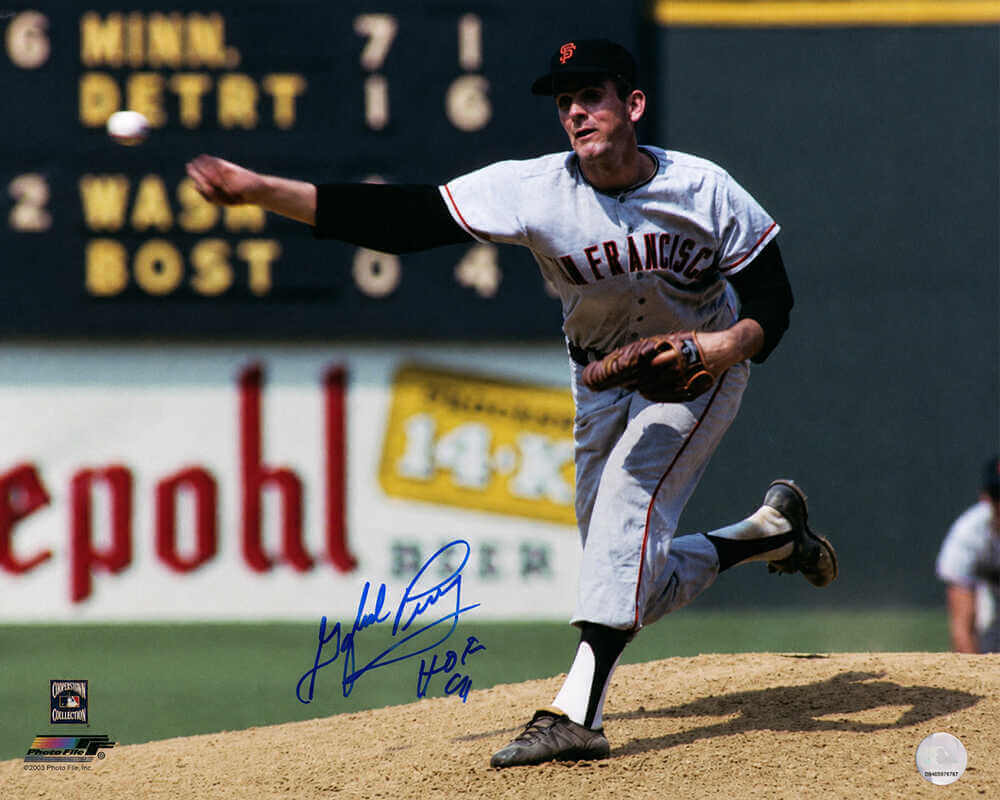 Gaylord Perry Signed San Francisco Giants Grey Jersey Pitching Action 16x20 Photo w/HOF'91 - PER16P101TW - Gaylord Perry Signed San Francisco Giants Grey Jersey Pitching Action 16x20 Photo w/HOF'91 product image