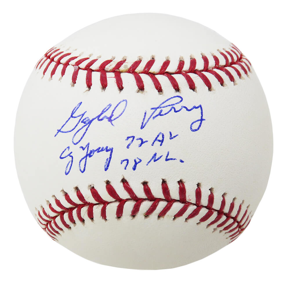 Gaylord Perry Signed Rawlings Official MLB Baseball w/Cy Young 72 AL, 78 NL (PSA/DNA) - PERBSB108 - Gaylord Perry Signed Rawlings Official MLB Baseball w/Cy Young 72 AL, 78 NL (PSA/DNA) product image