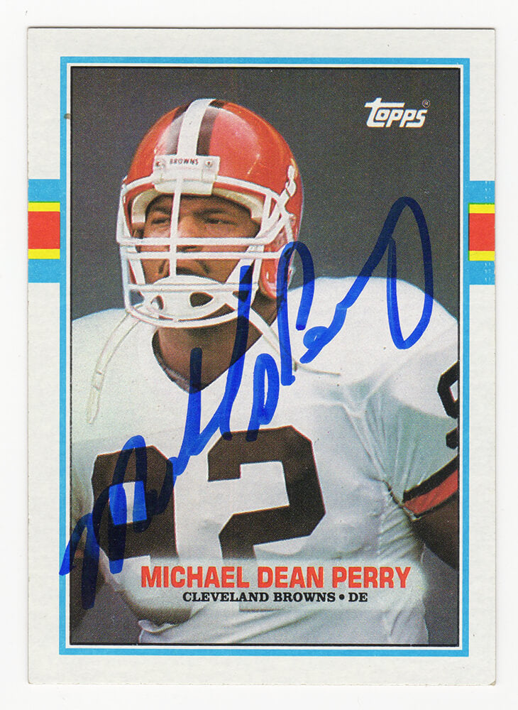 Michael Dean Perry Signed Cleveland Browns 1989 Topps Football Rookie Card #148 - PERCAR310 - Michael Dean Perry Signed Cleveland Browns 1989 Topps Football Rookie Card #148 product image