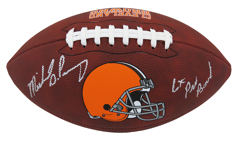 Michael Dean Perry Signed Cleveland Browns Logo Brown Football w/6x Pro Bowl - PERFTB321 - Michael Dean Perry Signed Cleveland Browns Logo Brown Football w/6x Pro Bowl product image