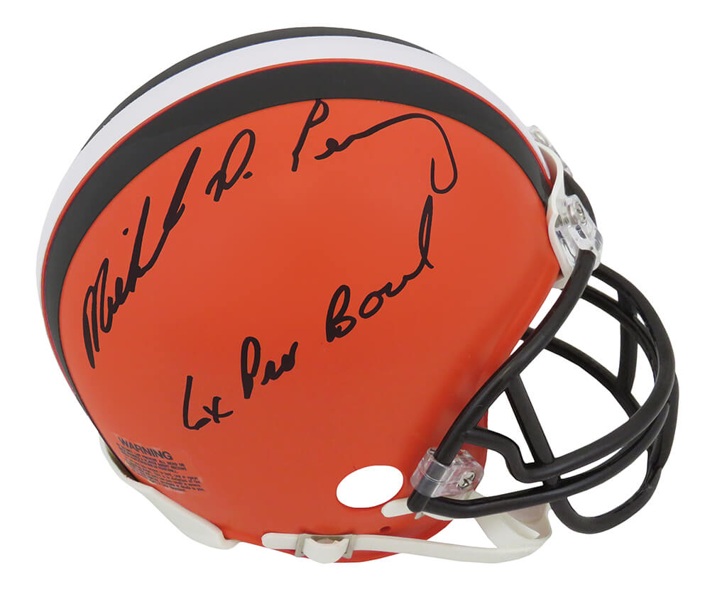 Michael Dean Perry Signed Cleveland Browns Riddell Mini Helmet w/6x Pro Bowl - PERMIN320 - Michael Dean Perry Signed Cleveland Browns Riddell Mini Helmet w/6x Pro Bowl product image