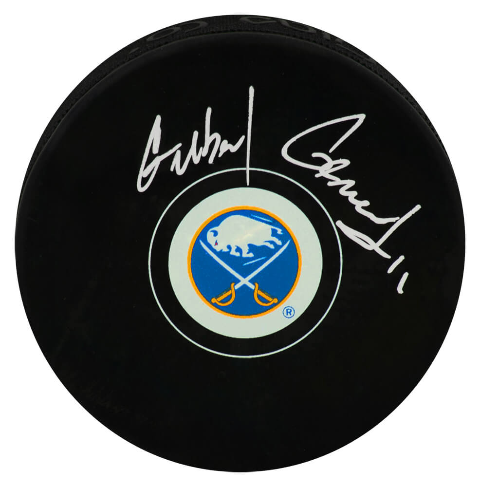 Gilbert Perreault Signed Buffalo Sabres Team Logo Hockey Puck - PERPUC401 - Gilbert Perreault Signed Buffalo Sabres Team Logo Hockey Puck product image