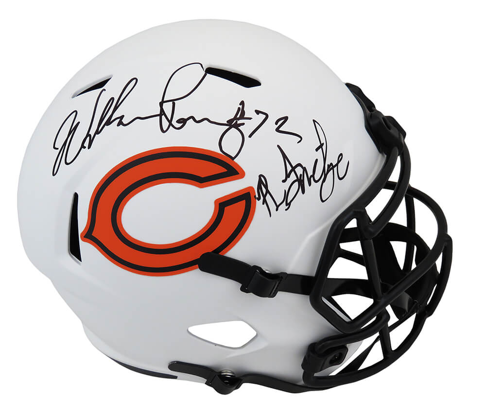 William Perry Signed Chicago Bears Lunar Eclipse White Matte Riddell Full Size Speed Replica Helmet w/The Fridge - PERREP306 - William Perry Signed Chicago Bears Lunar Eclipse White Matte Riddell Full Size Speed Replica Helmet w/The Fridge product image