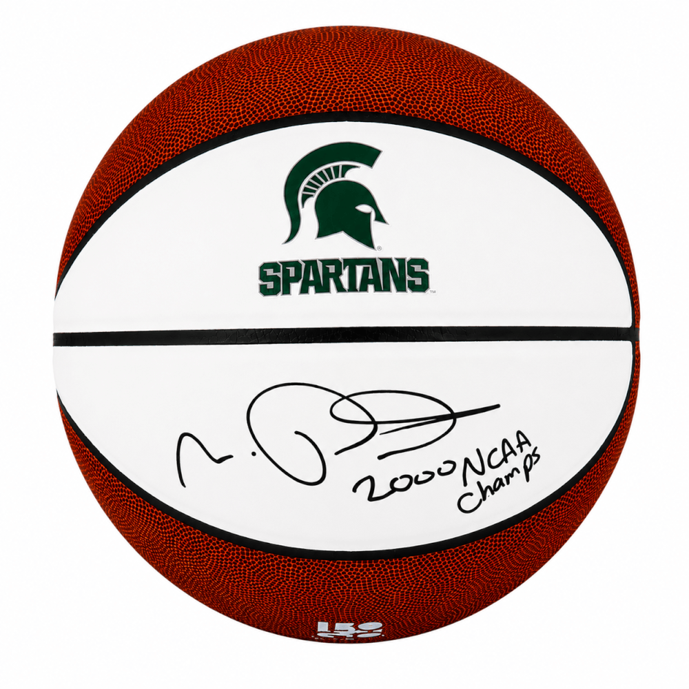 Morris Peterson Signed Michigan State Spartans Logo Brands White Logo Basketball w/2000 NCAA Champs - PETBSK200 - Morris Peterson Signed Michigan State Spartans Logo Brands White Logo Basketball w/2000 NCAA Champs product image
