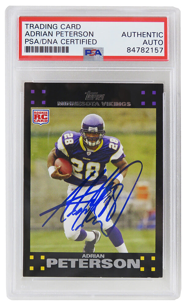Adrian Peterson Signed Minnesota Vikings 2007 Topps Football Rookie Trading Card #301 (PSA Encapsulated) - PETCAR301 - Adrian Peterson Signed Minnesota Vikings 2007 Topps Football Rookie Trading Card #301 (PSA Encapsulated) product image