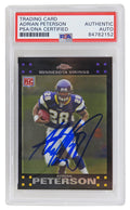 Adrian Peterson Signed Minnesota Vikings 2007 Topps Chrome Football Rookie Trading Card #TC181 (PSA Encapsulated) - PETCAR302 - Adrian Peterson Signed Minnesota Vikings 2007 Topps Chrome Football Rookie Trading Card #TC181 (PSA Encapsulated) product image