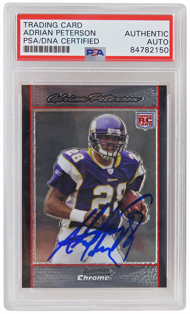 Adrian Peterson Signed Minnesota Vikings 2007 Bowman Chrome Football Rookie Trading Card #BC65 (PSA Encapsulated) - PETCAR304 - Adrian Peterson Signed Minnesota Vikings 2007 Bowman Chrome Football Rookie Trading Card #BC65 (PSA Encapsulated) product image