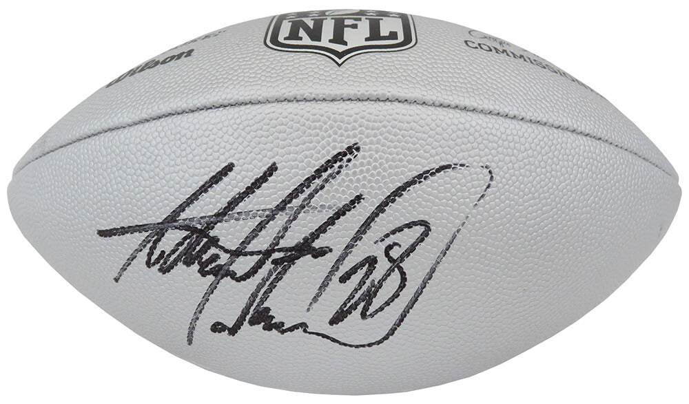 Adrian Peterson Signed Wilson Duke Silver Metallic NFL Full Size Replica Football - PETFTB303 - Adrian Peterson Signed Wilson Duke Silver Metallic NFL Full Size Replica Football product image