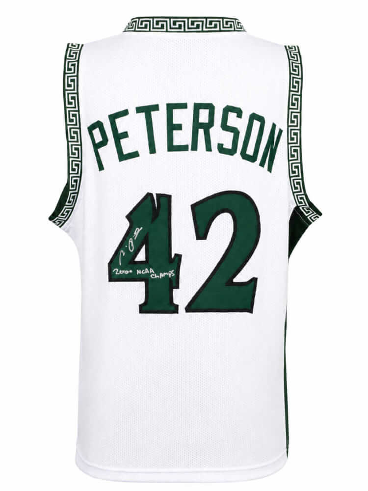 Morris Peterson Signed White Custom College Basketball Jersey w/2000 NCAA Champs - PETJRY201 - Morris Peterson Signed White Custom College Basketball Jersey w/2000 NCAA Champs product image