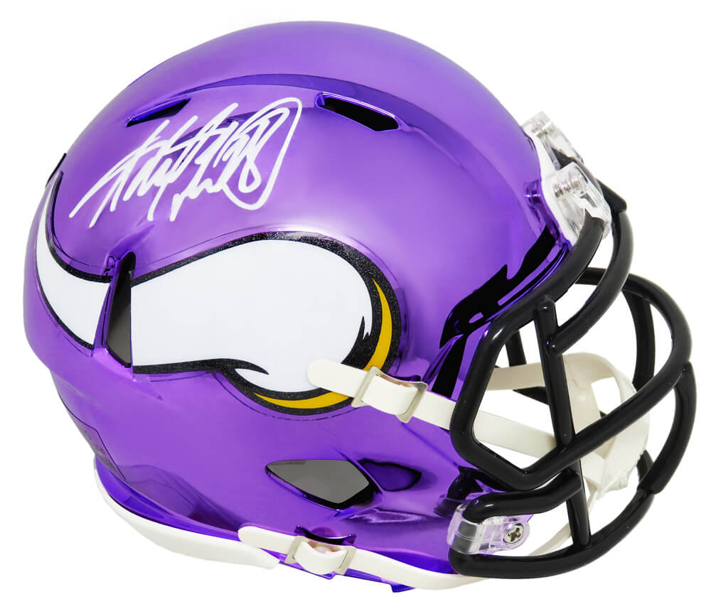 Adrian Peterson Signed Minnesota Vikings Chrome Riddell Speed Mini Helmet - PETMIN301 - Adrian Peterson Signed Minnesota Vikings Chrome Riddell Speed Mini Helmet product image