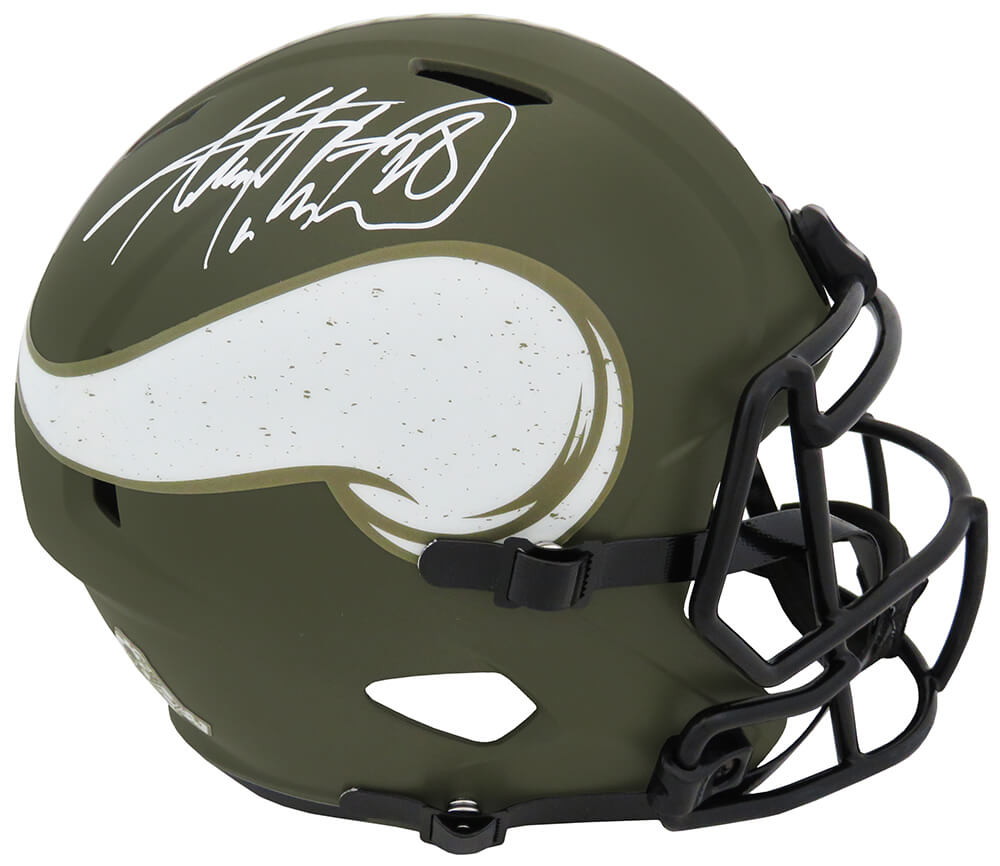 Adrian Peterson Signed Minnesota Vikings Salute To Service Riddell Full Size Speed Replica Helmet - PETREP310 - Adrian Peterson Signed Minnesota Vikings Salute To Service Riddell Full Size Speed Replica Helmet product image