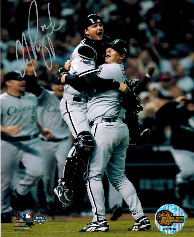 A.J. Pierzynski  Signed White Sox World Series Last Out Celebration 8x10 Photo w/Bobby Jenks - PIE08P101 - A.J. Pierzynski Signed White Sox World Series Last Out Celebration 8x10 Photo w/Bobby Jenks product image