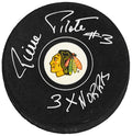 Pierre Pilote Signed Chicago Blackhawks Logo Hockey Puck w/3x Norris - PILPUC401 - Pierre Pilote Signed Chicago Blackhawks Logo Hockey Puck w/3x Norris product image