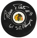 Pierre Pilote Signed Chicago Blackhawks Logo Hockey Puck w/61 SC Champs - PILPUC402 - Pierre Pilote Signed Chicago Blackhawks Logo Hockey Puck w/61 SC Champs product image