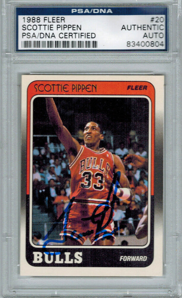 Scottie Pippen Signed Bulls 1988 Fleer Rookie Card #20 - PSA/DNA - PIPCAR200 - Scottie Pippen Signed Bulls 1988 Fleer Rookie Card #20 - PSA/DNA product image