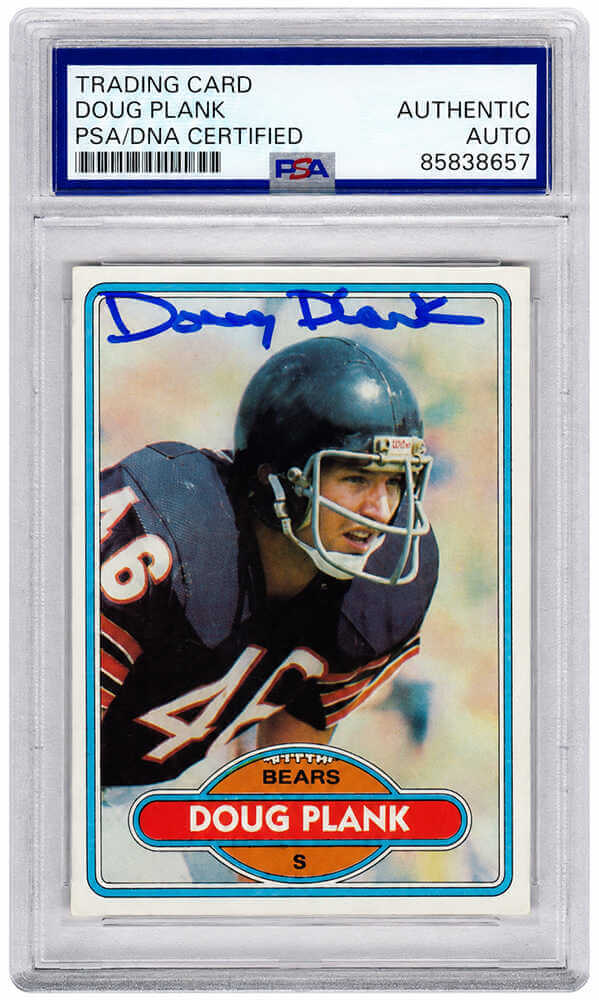 Doug Plank Signed Chicago Bears 1980 Topps Football Card #101 - (PSA Encapsulated) - PLACAR300 - Doug Plank Signed Chicago Bears 1980 Topps Football Card #101 - (PSA Encapsulated) product image