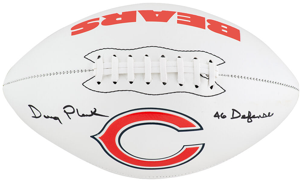 Doug Plank Signed Chicago Bears Logo Franklin White Panel Football w/46 Defense - PLAFTB300 - Doug Plank Signed Chicago Bears Logo Franklin White Panel Football w/46 Defense product image