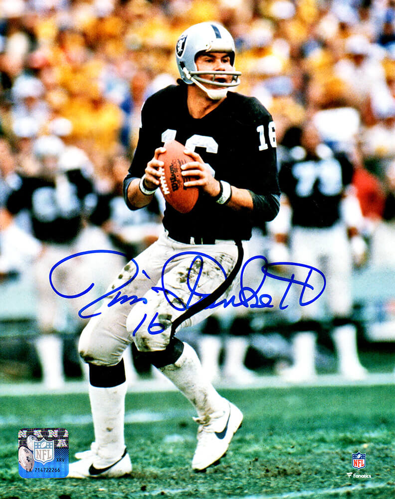 Jim Plunkett Signed Raiders Passing Action 8x10 Photo - PLU08P300 - Jim Plunkett Signed Raiders Passing Action 8x10 Photo product image