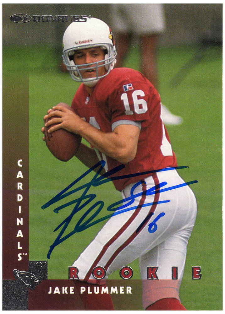 Jake Plummer Signed Arizona Cardinals 1997 Donruss Rookie Football Trading Card #217 w/Snake - PLUCAR320 - Jake Plummer Signed Arizona Cardinals 1997 Donruss Rookie Football Trading Card #217 w/Snake product image