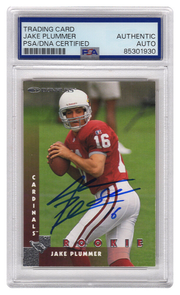 Jake Plummer Signed Arizona Cardinals 1997 Donruss Rookie Football Card #217 w/Snake (PSA Encapsulated) - PLUCAR325 - Jake Plummer Signed Arizona Cardinals 1997 Donruss Rookie Football Card #217 w/Snake (PSA Encapsulated) product image