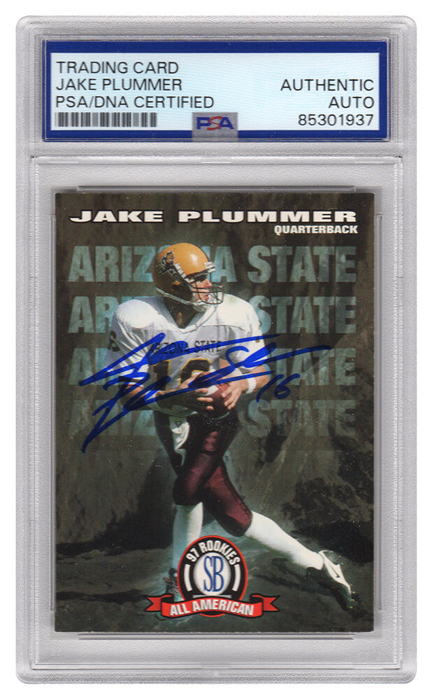 Jake Plummer Signed Arizona State 1997 SB All American Rookie Football Card #94 w/Snake (PSA Encapsulated) - PLUCAR329 - Jake Plummer Signed Arizona State 1997 SB All American Rookie Football Card #94 w/Snake (PSA Encapsulated) product image