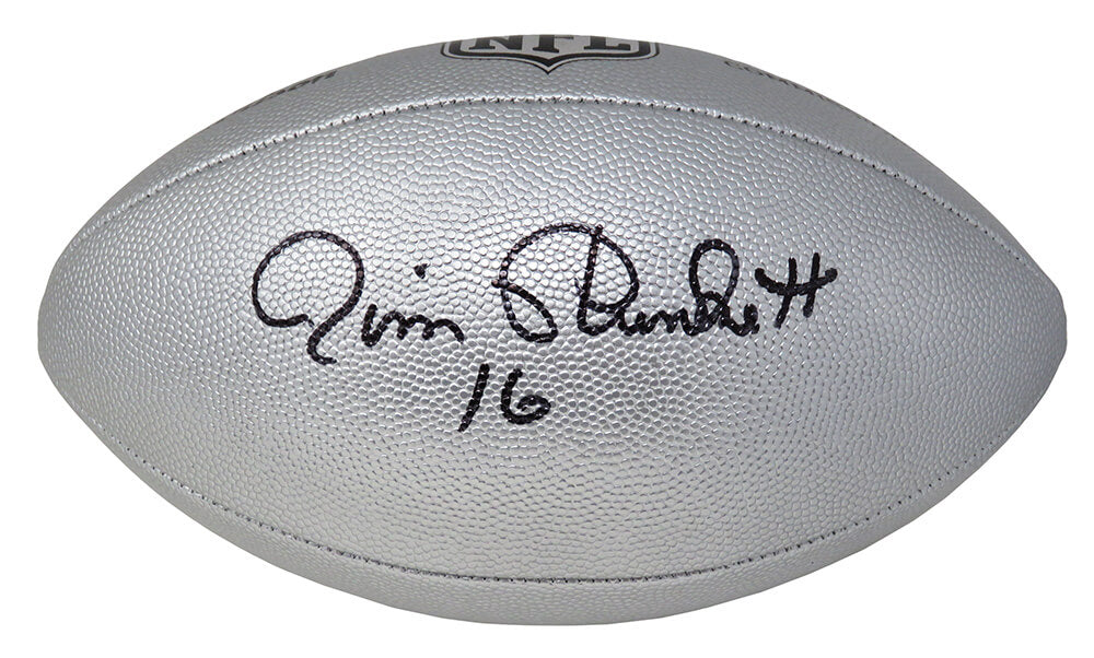 Jim Plunkett Signed Wilson Duke Silver Metallic NFL Full Size Replica Football - PLUFTB303 - Jim Plunkett Signed Wilson Duke Silver Metallic NFL Full Size Replica Football product image