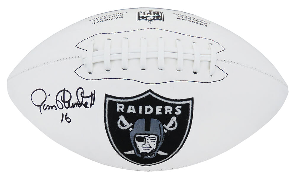 Jim Plunkett Signed Raiders White Logo Full Size Football - PLUFTB305 - Jim Plunkett Signed Raiders White Logo Full Size Football product image