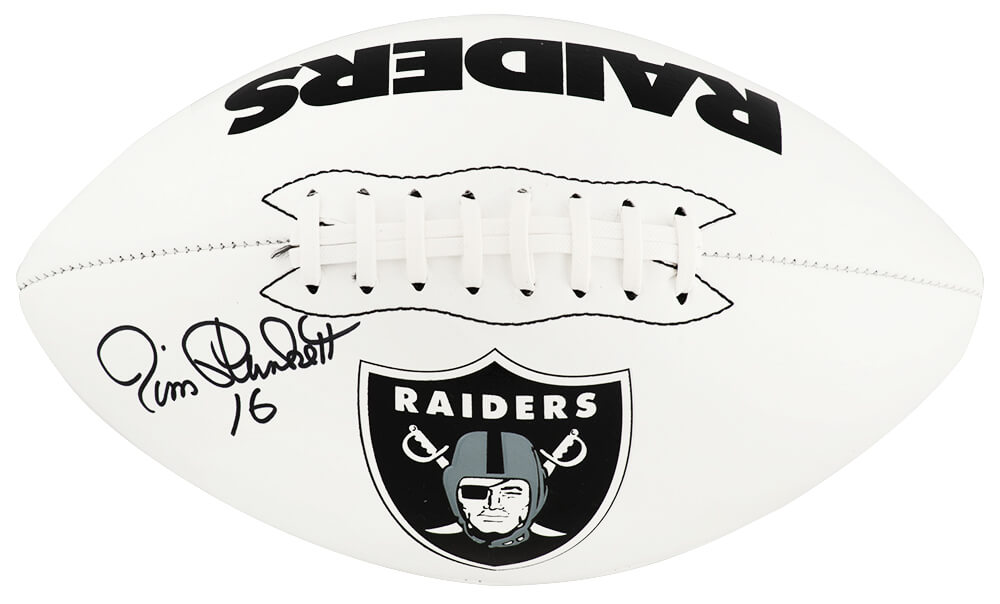 Jim Plunkett Signed Raiders Franklin White Logo Full Size Football - PLUFTB307 - Jim Plunkett Signed Raiders Franklin White Logo Full Size Football product image