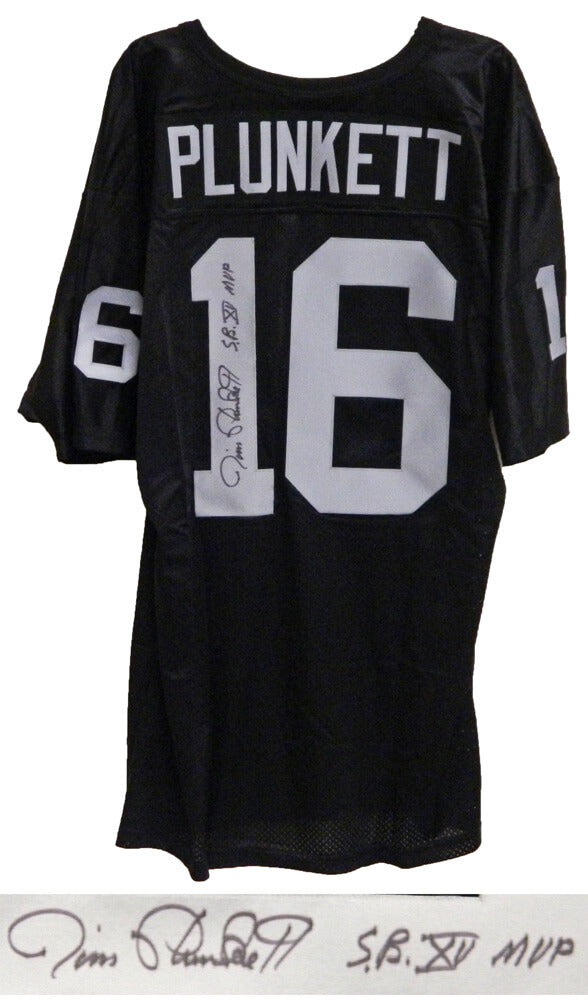 Jim Plunkett Signed Black Wilson Jersey w/SB XV MVP - PLUJRY301 - Jim Plunkett Signed Black Wilson Jersey w/SB XV MVP product image