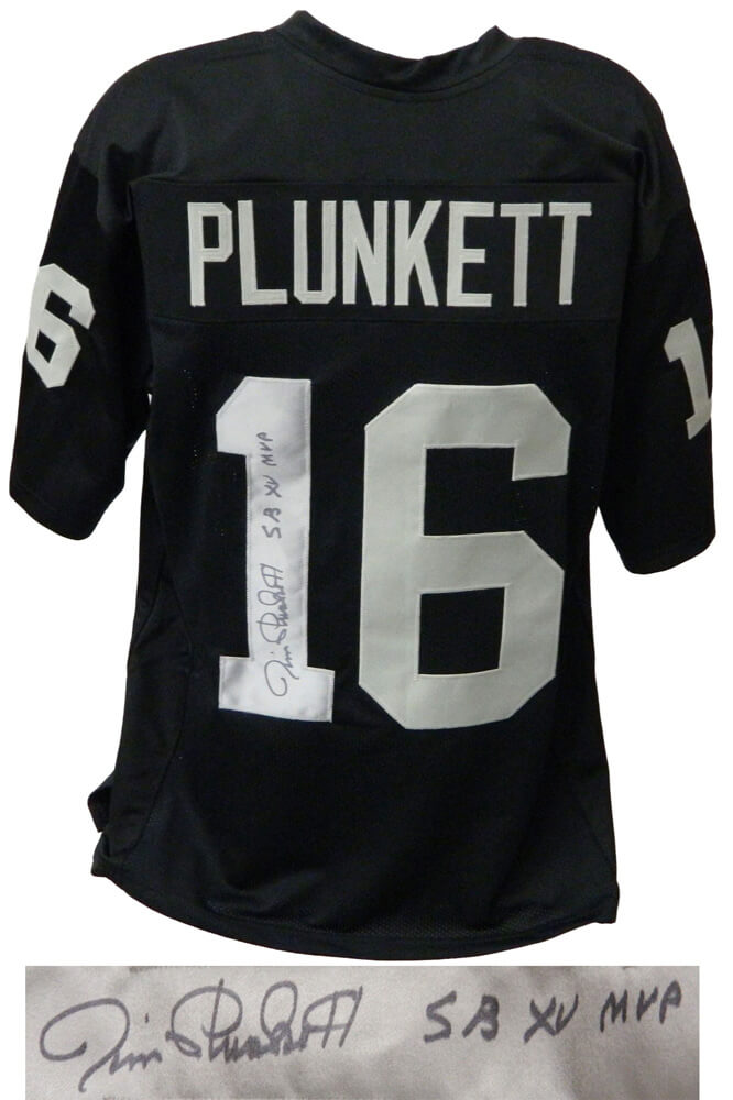 Jim Plunkett Signed Black Custom Football Jersey w/SB XV MVP - PLUJRY302 - Jim Plunkett Signed Black Custom Football Jersey w/SB XV MVP product image