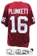 Jim Plunkett Signed Red Throwback Custom Football Jersey - PLUJRY308 - Jim Plunkett Signed Red Throwback Custom Football Jersey product image