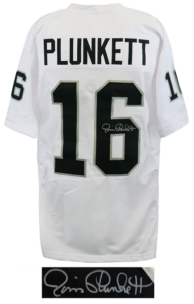 Jim Plunkett Signed White Custom Football Jersey - PLUJRY309 - Jim Plunkett Signed White Custom Football Jersey product image